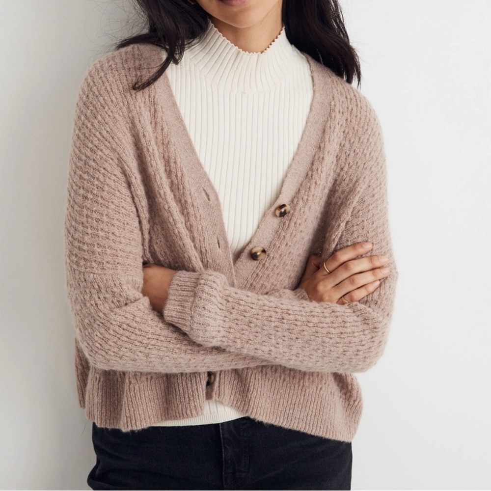 Madewell Mayfair sweater cardigan. (Light) mauve, size small.